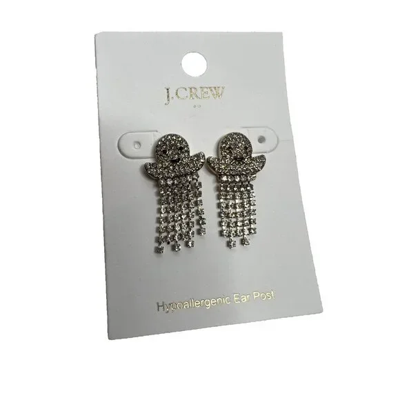 J.Crew $50 Pavé ghosts dangly earrings BL441 - Picture 2 of 3